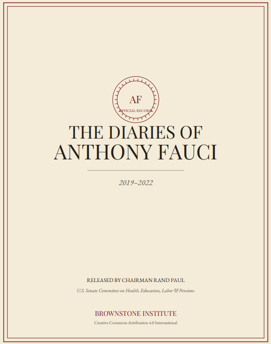 Copertina dei diari di Anthony Fauci pubblicati dalla Commissione del Senato
